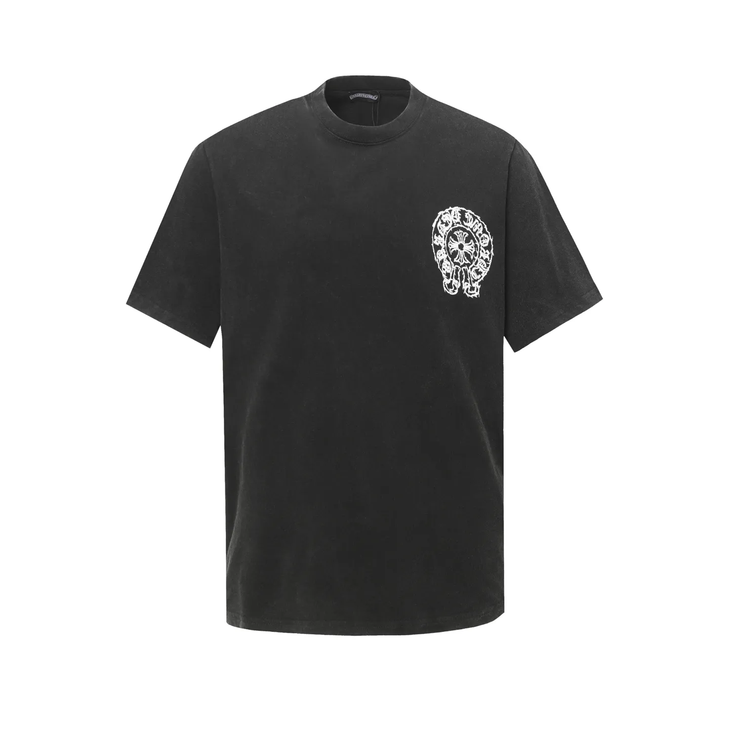 🅿️180 Chrome hearte/Chrome heart ch 25ss early spring new Sanskrit logo washed T-shirt short sleeves. A must-have item for daily commuting for men and women in light luxury. The correct version is welcome to compare. Detailed features ·280g 100% cotton double yarn jersey fabric ·Special thickened 32 pieces of double-strand 1x1 thread in the same vat ·Double-needle cross-stitch technology ·Original main mark washed hangtag COLOUR: Washed black SIZE：xs-l